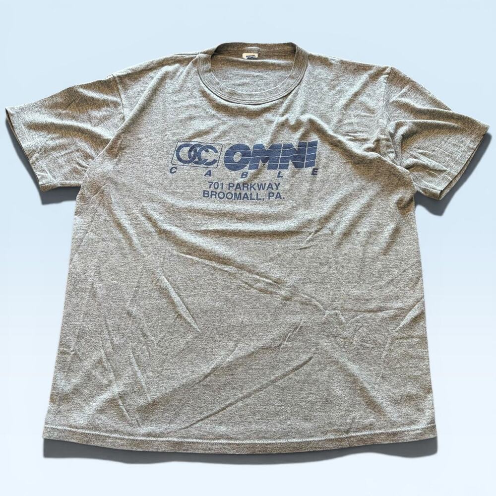 Omni Cable Shirt Mens Large Gray Broomall PA Graphic Russell Athletic tshirt